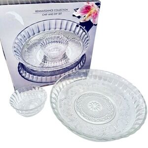 Vintage Studio Silversmiths Renaissance Collection Chip And Dip Set Original Box
